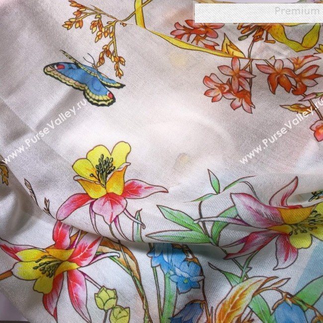 Gucci Cashmere Flora Print Scarf 100x200cm Blue 2019 (HONGX-9112238)