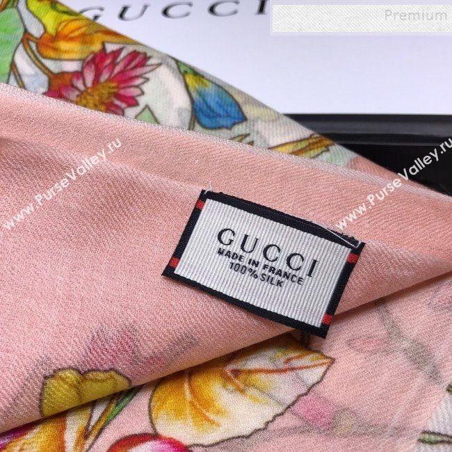 Gucci Cashmere Flora Print Scarf 100x200cm Pink 2019 (HONGX-9112239)