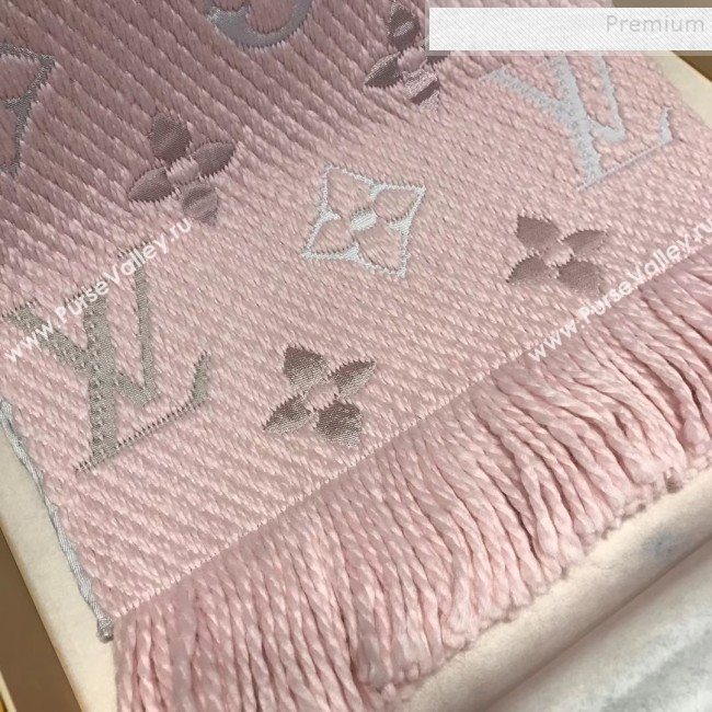 Louis Vuitton Logomania Rainbow Wool Silk Monogram Flower Scarf 176x30cm Pink 2019 (WNS-9112244)