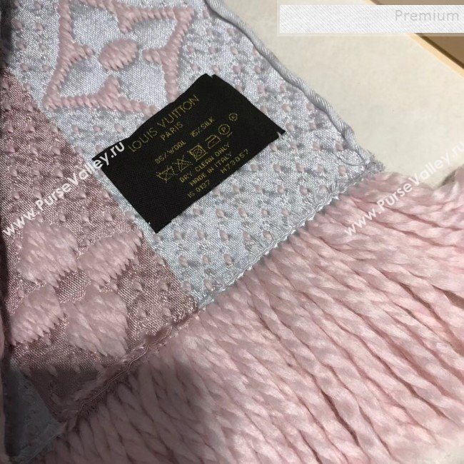 Louis Vuitton Logomania Rainbow Wool Silk Monogram Flower Scarf 176x30cm Pink 2019 (WNS-9112244)