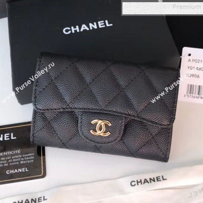 Chanel Grained Leather Classic Card Holder AP0214 Black 2019 (JIYUAN -9112307)