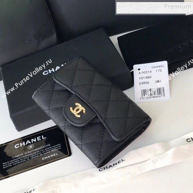 Chanel Grained Leather Classic Card Holder AP0214 Black 2019 (JIYUAN -9112307)