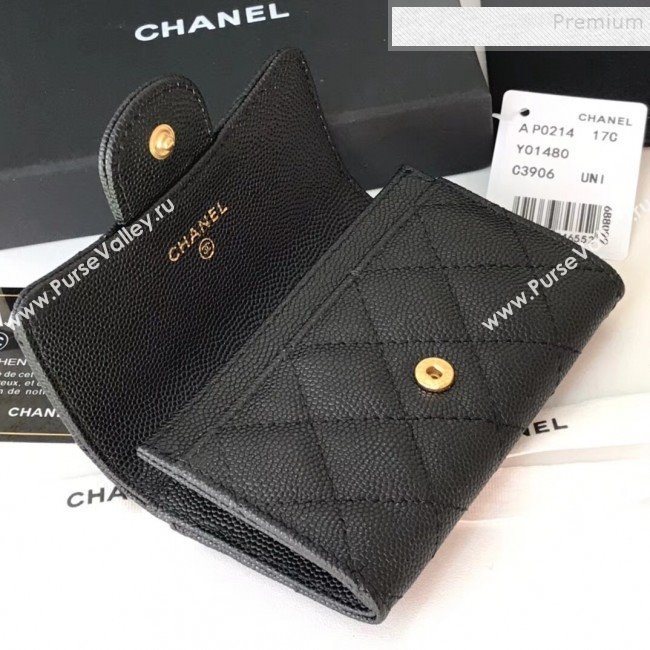 Chanel Grained Leather Classic Card Holder AP0214 Black 2019 (JIYUAN -9112307)