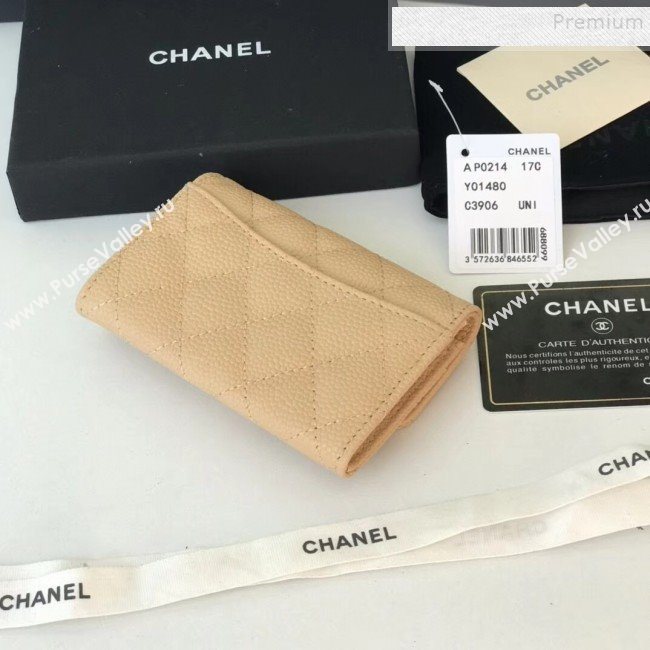 Chanel Grained Leather Classic Card Holder AP0214 Apricot 2019 (JIYUAN -9112309)