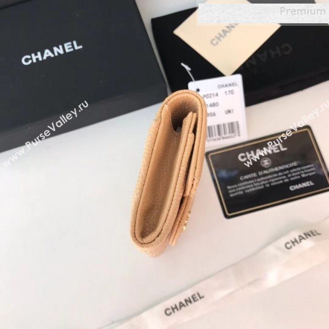 Chanel Grained Leather Classic Card Holder AP0214 Apricot 2019 (JIYUAN -9112309)