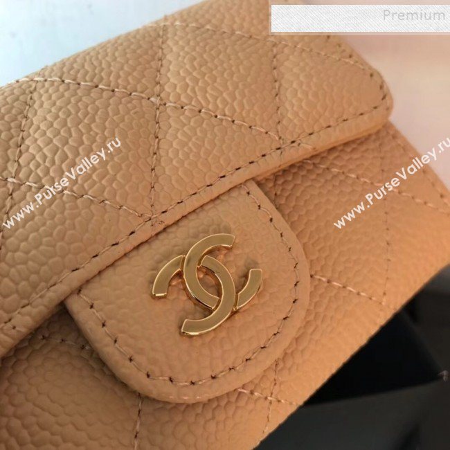 Chanel Grained Leather Classic Card Holder AP0214 Apricot 2019 (JIYUAN -9112309)