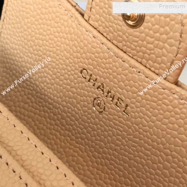 Chanel Grained Leather Classic Card Holder AP0214 Apricot 2019 (JIYUAN -9112309)