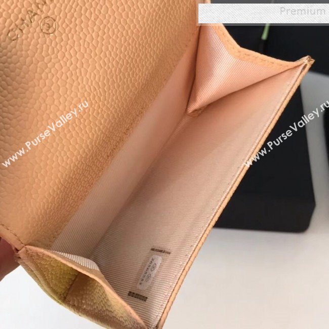Chanel Grained Leather Classic Card Holder AP0214 Apricot 2019 (JIYUAN -9112309)
