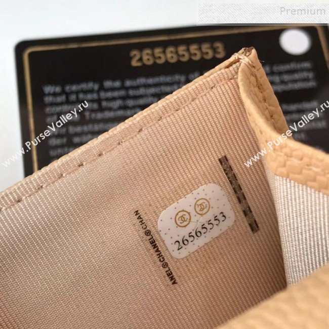 Chanel Grained Leather Classic Card Holder AP0214 Apricot 2019 (JIYUAN -9112309)