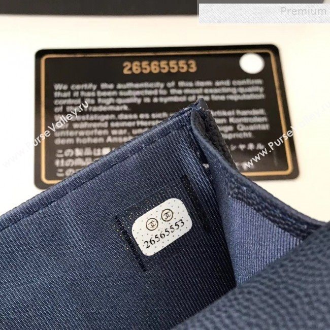 Chanel Grained Leather Classic Card Holder AP0214 Navy Blue 2019 (JIYUAN -9112312)