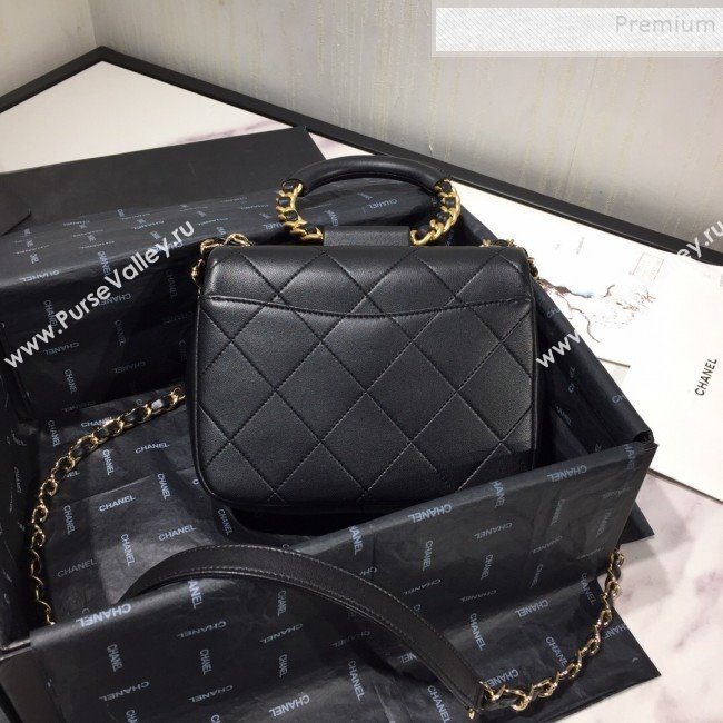 Chanel Quilted Lambskin Small Flap Bag with Ring Top Handle AS1357 Black 2020 (FM-9112321)