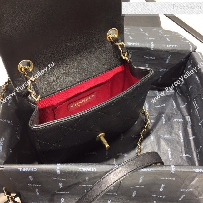 Chanel Quilted Lambskin Small Flap Bag with Ring Top Handle AS1357 Black 2020 (FM-9112321)