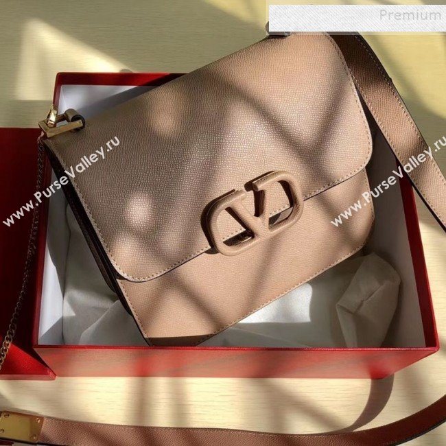 Valentino Large VSLING Grained Calfskin Shoulder Bag 0074L Nude 2019 (JIND-9112711)