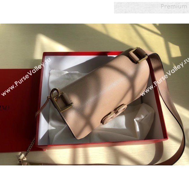 Valentino Large VSLING Grained Calfskin Shoulder Bag 0074L Nude 2019 (JIND-9112711)