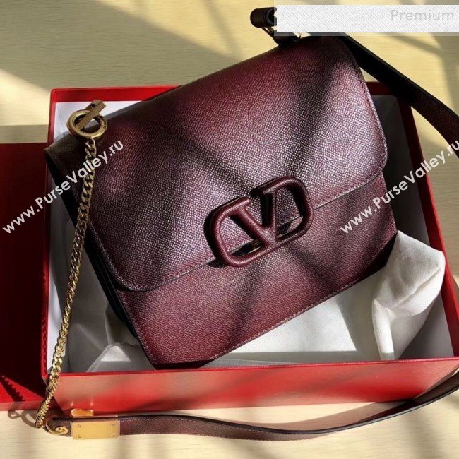 Valentino Large VSLING Grained Calfskin Shoulder Bag 0074L Burgundy 2019 (JIND-9112712)