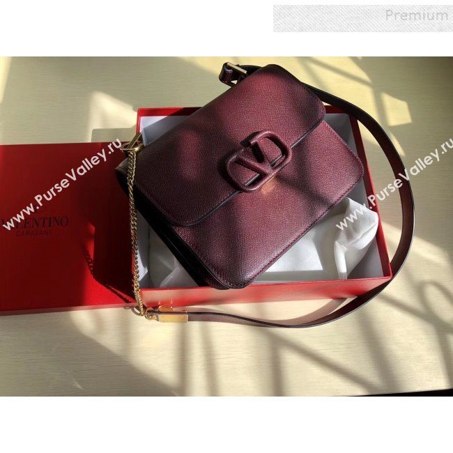 Valentino Large VSLING Grained Calfskin Shoulder Bag 0074L Burgundy 2019 (JIND-9112712)