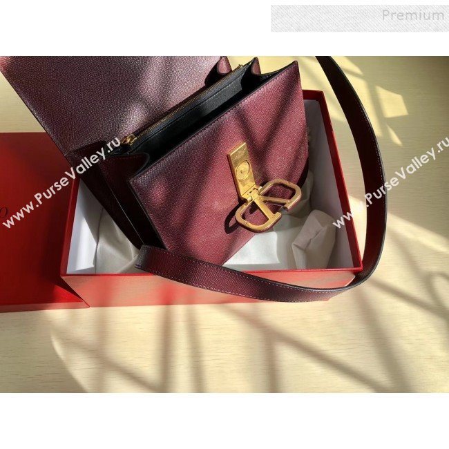 Valentino Large VSLING Grained Calfskin Shoulder Bag 0074L Burgundy 2019 (JIND-9112712)