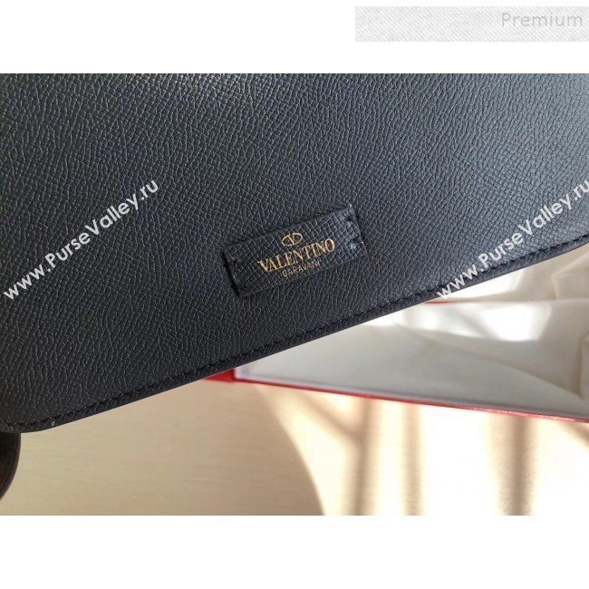Valentino Large VSLING Grained Calfskin Shoulder Bag 0074L Black 2019 (JIND-9112708)