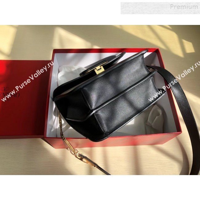 Valentino Large VSLING Grained Calfskin Shoulder Bag 0074L Black 2019 (JIND-9112708)