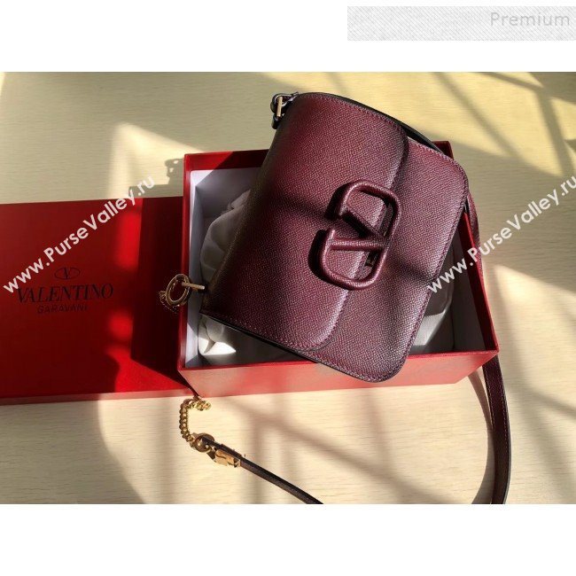 Valentino Small VSLING Grained Calfskin Shoulder Bag 0074S Burgundy 2019 (JIND-9112710)