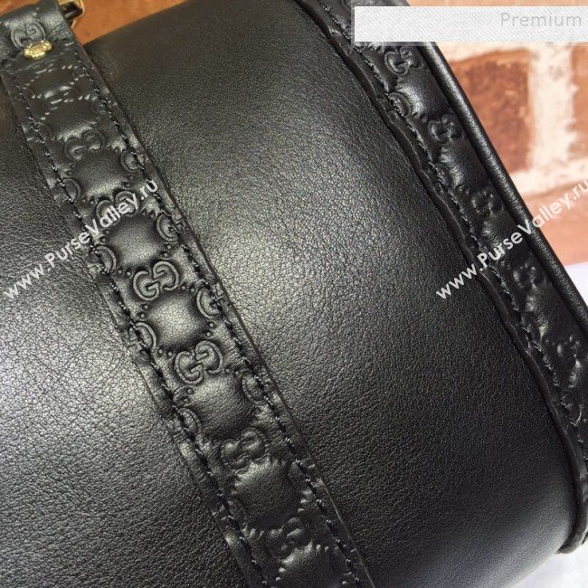Gucci Small Vintage Leather GG Trim Boston Bag 269876 Black  (DLH-9112506)