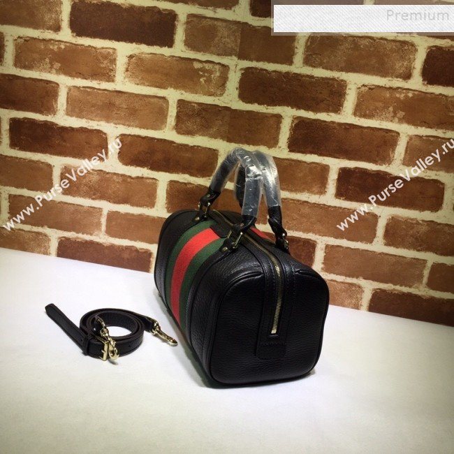 Gucci Small Vintage Leather Web Boston Bag 269876 Black  (DLH-9112505)