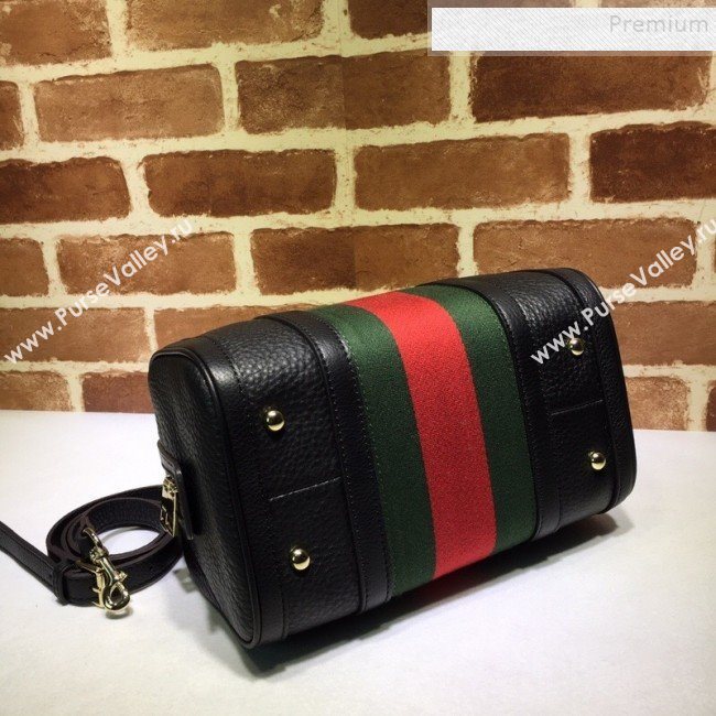 Gucci Small Vintage Leather Web Boston Bag 269876 Black  (DLH-9112505)