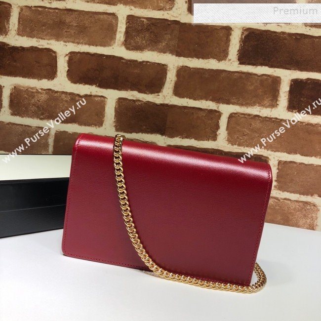 Gucci Leather Interlocking G Chain Card Case Wallet 598549 Red 2019 (DLH-9112509)