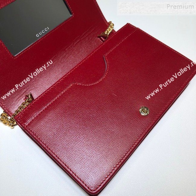 Gucci Leather Interlocking G Chain Card Case Wallet 598549 Red 2019 (DLH-9112509)