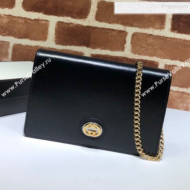 Gucci Leather Interlocking G Chain Card Case Wallet 598549 Black 2019 (DLH-9112510)