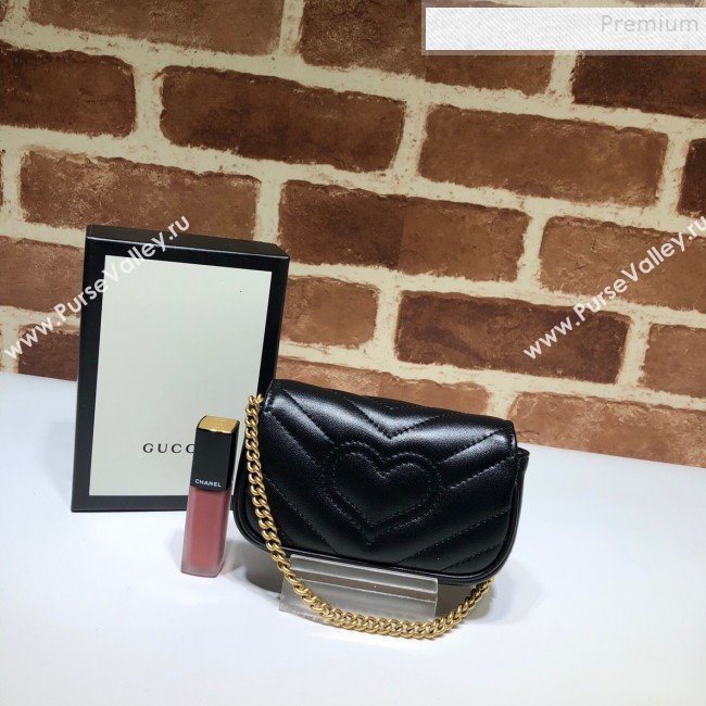 Gucci GG Marmont Matelassé Leather Chain Super Mini Bag 575161 Black 2019 (DLH-9112511)