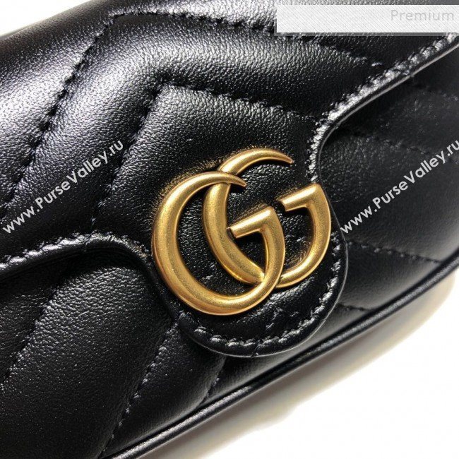 Gucci GG Marmont Matelassé Leather Chain Super Mini Bag 575161 Black 2019 (DLH-9112511)