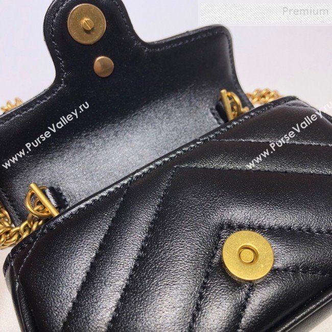 Gucci GG Marmont Matelassé Leather Chain Super Mini Bag 575161 Black 2019 (DLH-9112511)