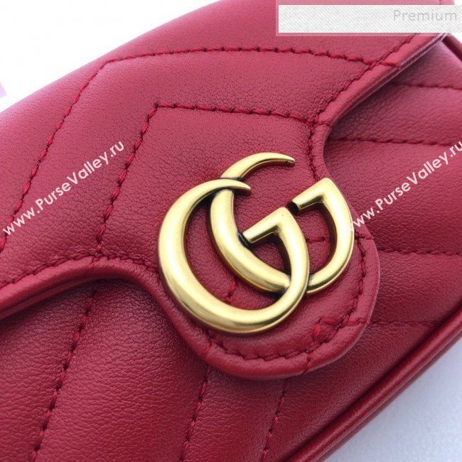 Gucci GG Marmont Matelassé Leather Chain Super Mini Bag 575161 Red 2019 (DLH-9112512)
