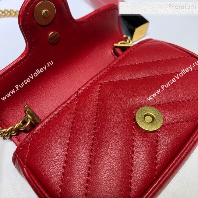 Gucci GG Marmont Matelassé Leather Chain Super Mini Bag 575161 Red 2019 (DLH-9112512)