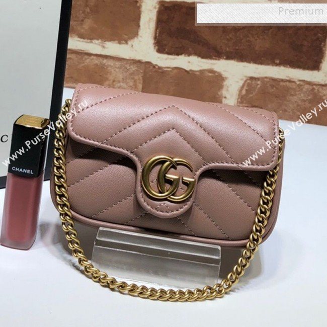 Gucci GG Marmont Matelassé Leather Chain Super Mini Bag 575161 Dusty Pink 2019 (DLH-9112513)