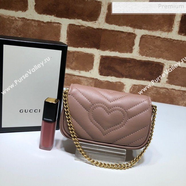 Gucci GG Marmont Matelassé Leather Chain Super Mini Bag 575161 Dusty Pink 2019 (DLH-9112513)