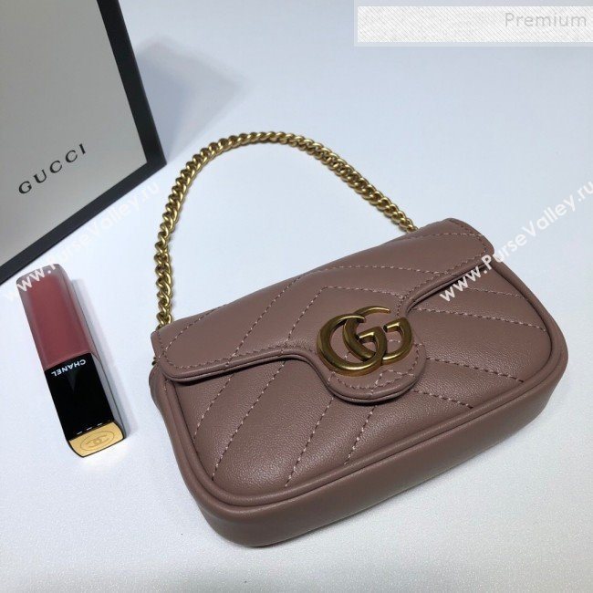 Gucci GG Marmont Matelassé Leather Chain Super Mini Bag 575161 Dusty Pink 2019 (DLH-9112513)