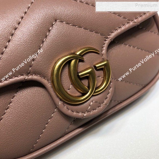 Gucci GG Marmont Matelassé Leather Chain Super Mini Bag 575161 Dusty Pink 2019 (DLH-9112513)