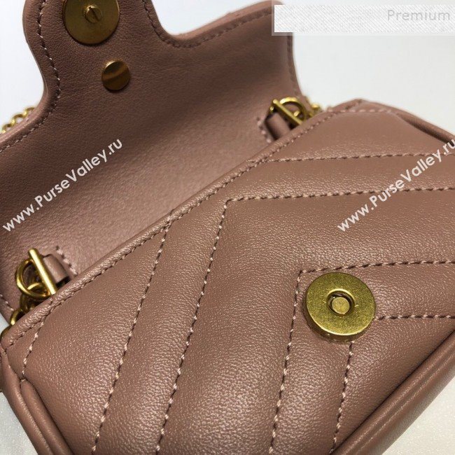 Gucci GG Marmont Matelassé Leather Chain Super Mini Bag 575161 Dusty Pink 2019 (DLH-9112513)