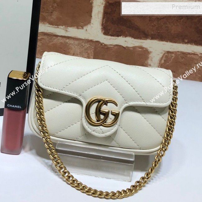 Gucci GG Marmont Matelassé Leather Chain Super Mini Bag 575161 White 2019 (DLH-9112514)