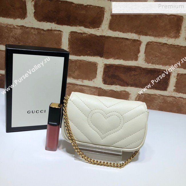 Gucci GG Marmont Matelassé Leather Chain Super Mini Bag 575161 White 2019 (DLH-9112514)