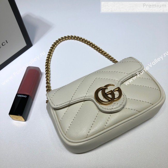 Gucci GG Marmont Matelassé Leather Chain Super Mini Bag 575161 White 2019 (DLH-9112514)