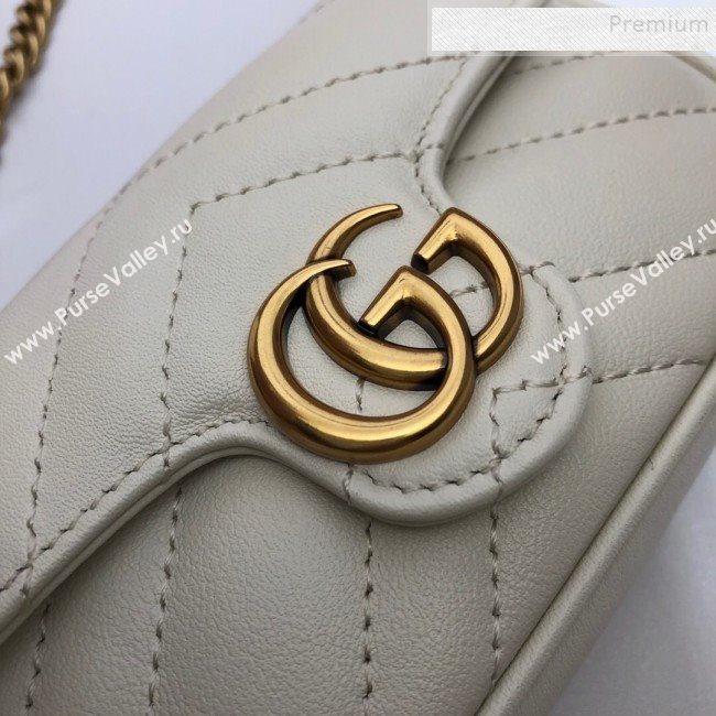 Gucci GG Marmont Matelassé Leather Chain Super Mini Bag 575161 White 2019 (DLH-9112514)