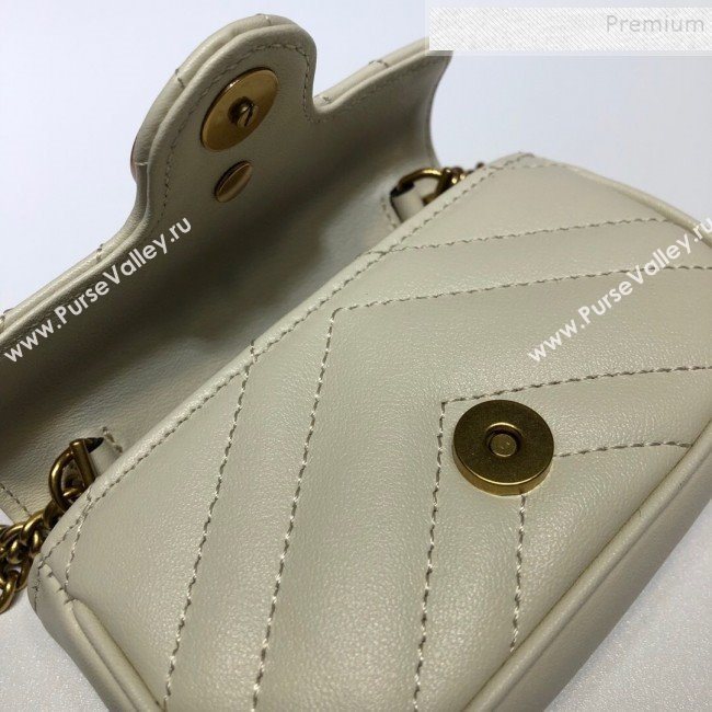Gucci GG Marmont Matelassé Leather Chain Super Mini Bag 575161 White 2019 (DLH-9112514)