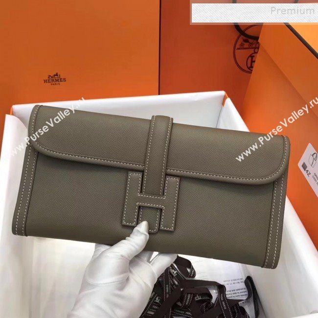 Hermes Jige Elan 29 Epsom Leather Clutch Bag Grey 2019 (XY-9112976)