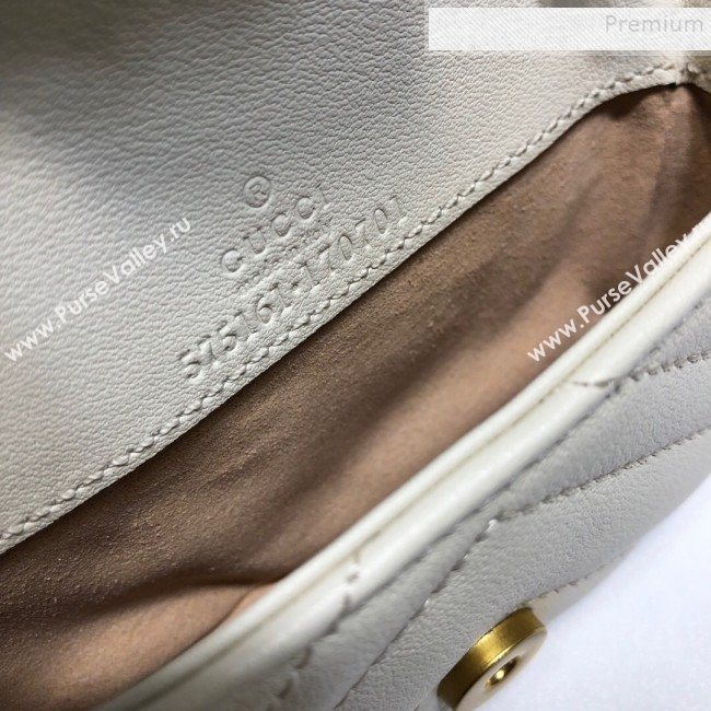 Gucci GG Marmont Matelassé Leather Chain Super Mini Bag 575161 White 2019 (DLH-9112514)