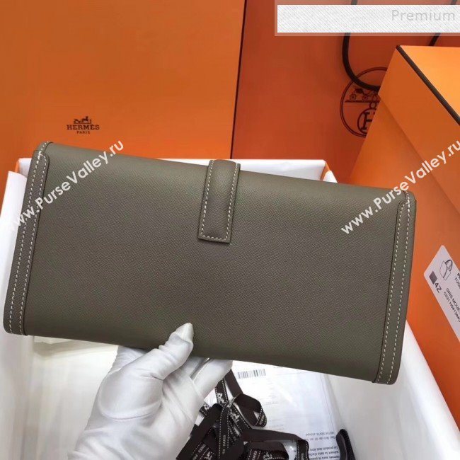 Hermes Jige Elan 29 Epsom Leather Clutch Bag Grey 2019 (XY-9112976)