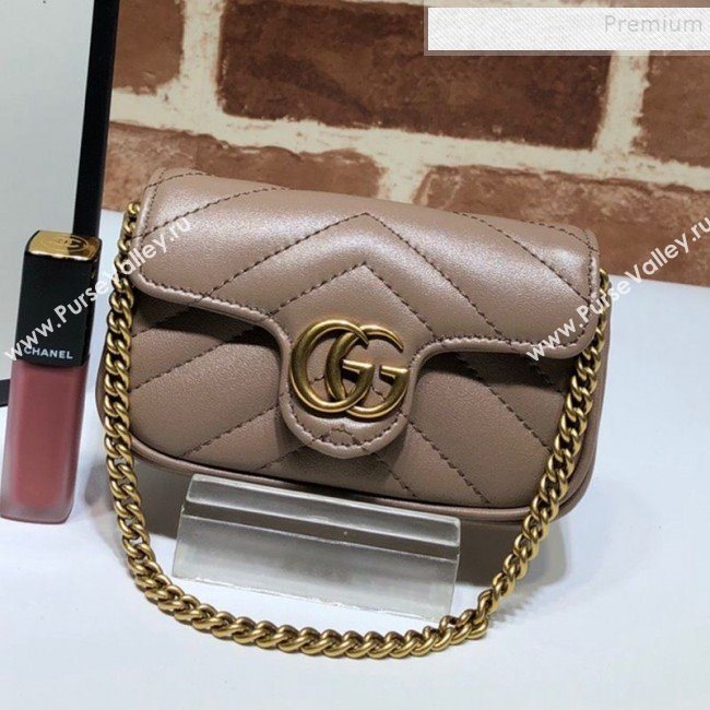 Gucci GG Marmont Matelassé Leather Chain Super Mini Bag 575161 Beige 2019 (DLH-9112515)