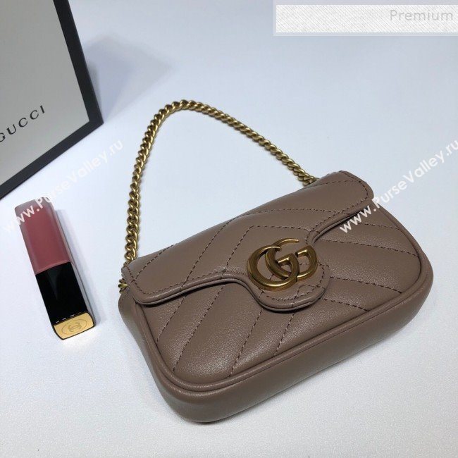 Gucci GG Marmont Matelassé Leather Chain Super Mini Bag 575161 Beige 2019 (DLH-9112515)